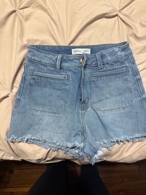 Women's Light Blue Denim Frayed Hem Shorts